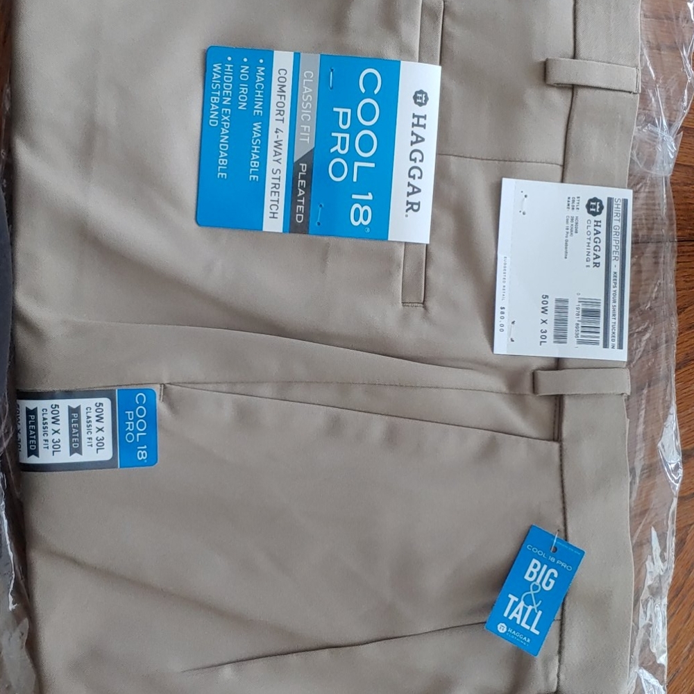 Haggar Big & Tall Cool 18 Pro Pants.  50W x 30L